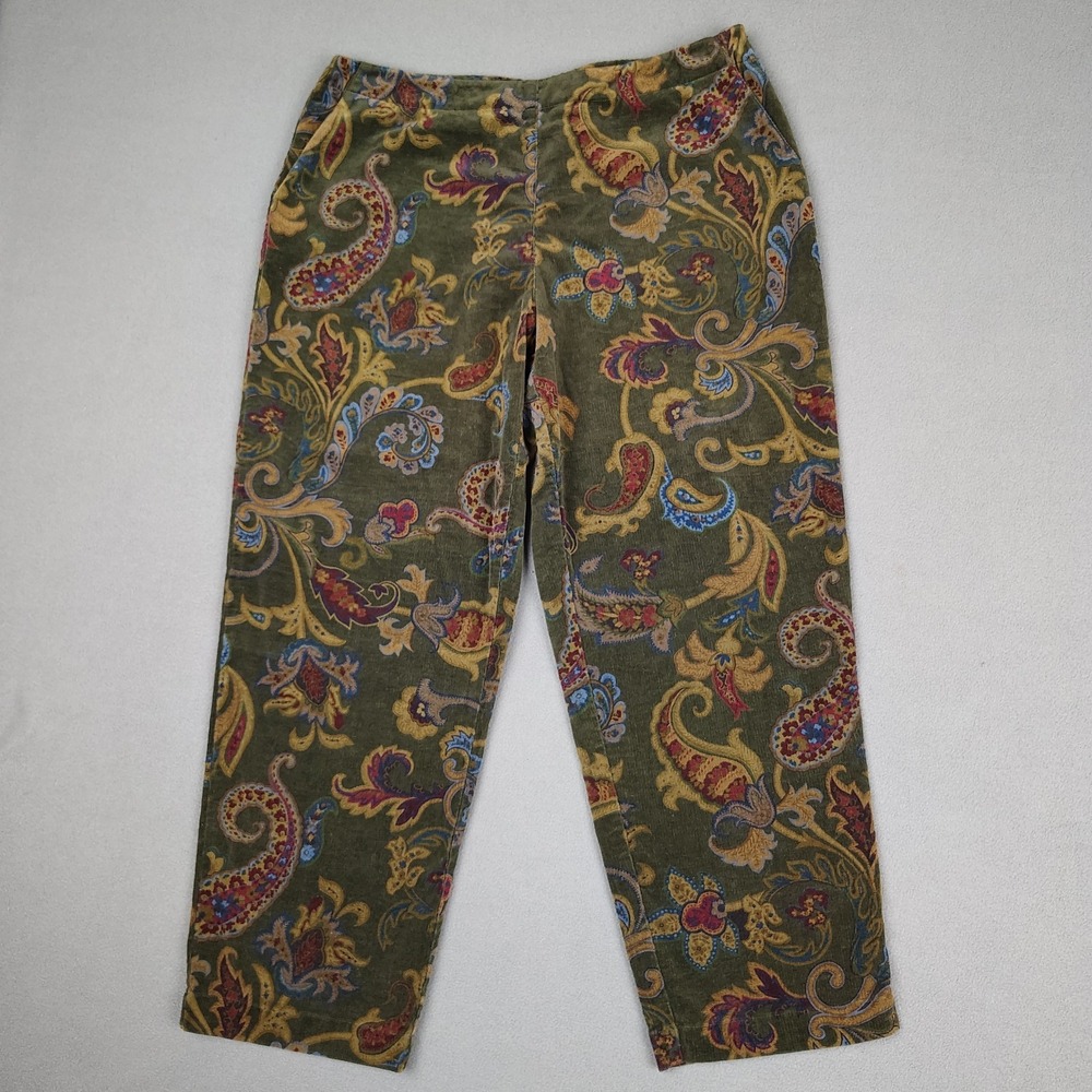 Talbots Corduroy Pants Women 16 *Fits 12* 33x28 Paisley Fall Autumn VTG USA Made